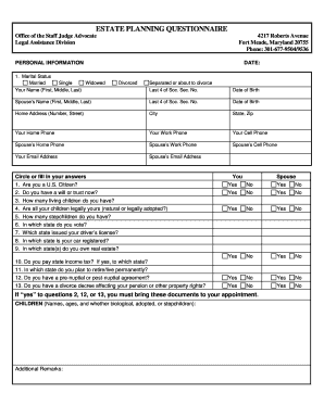 A Will Worksheet Fort Meade Ftmeade Army  Form
