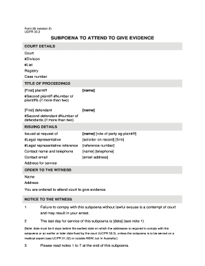 Filled Subpoenas Form