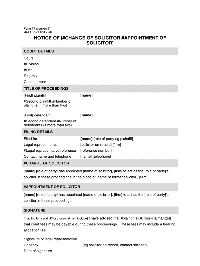 Ucpr Form 77 Nsw