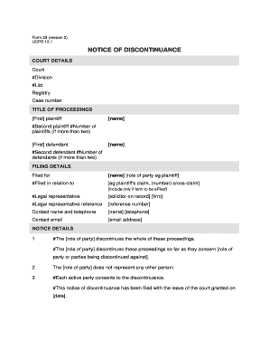 Notice of Discontinuance Ucpr  Form