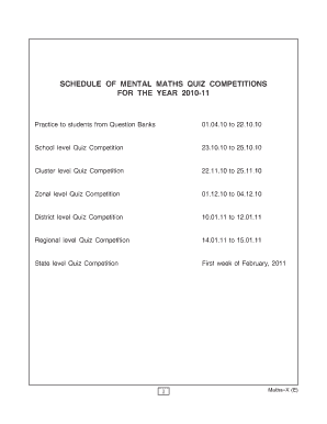 Mathematics Online Quiz Competition  Form