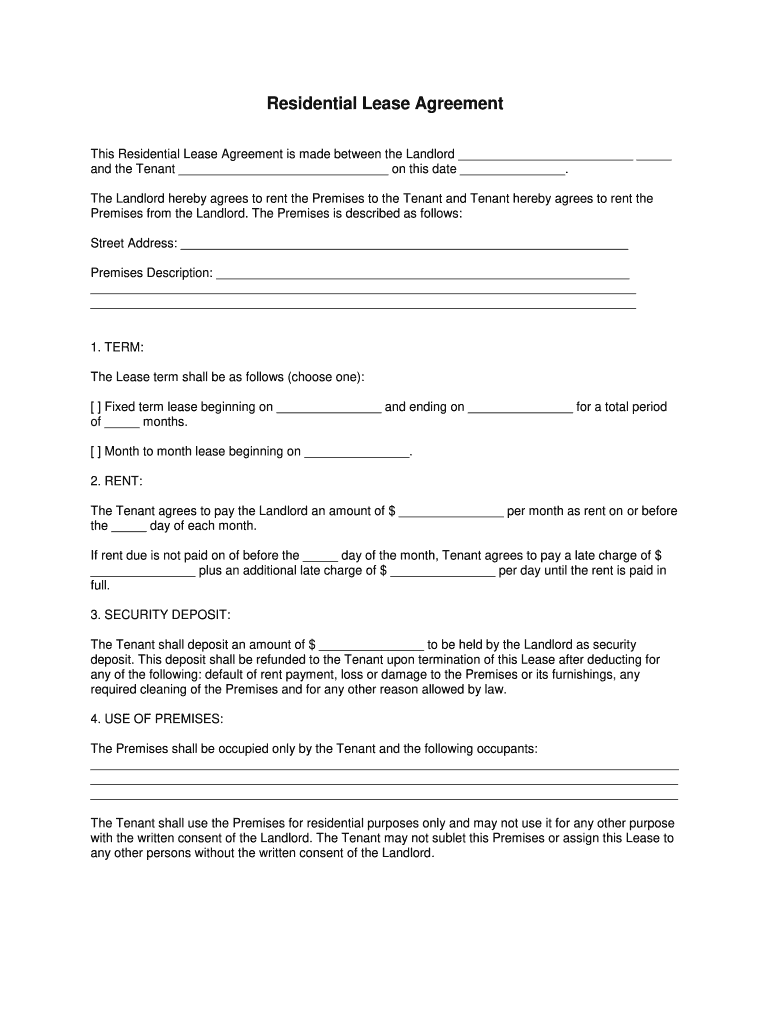 Az Residential Lease Agreement  Form