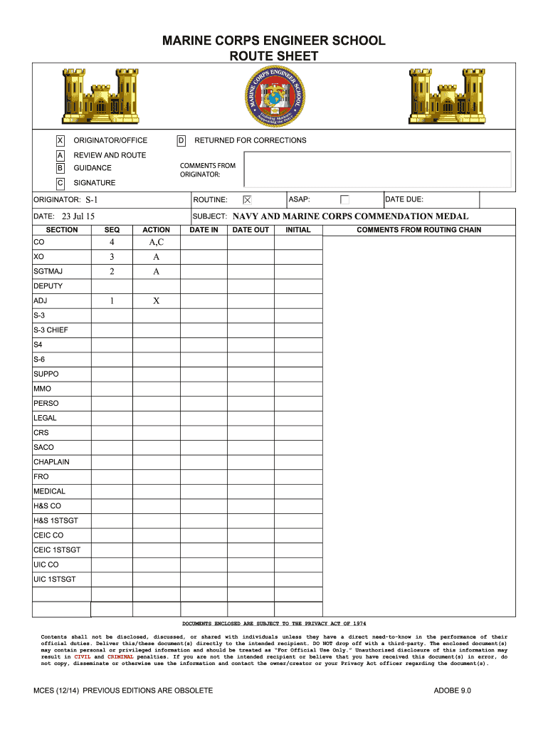  Blank Routing Sheet Marine Corps Trngcmd Marines 2014
