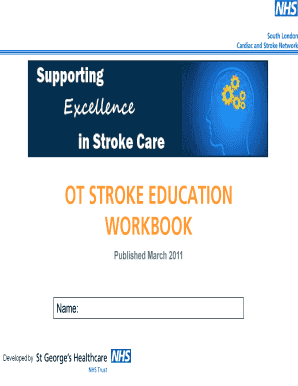 Ot Stroke Education Workbook South London Cardiac and Stroke Slcsn Nhs  Form
