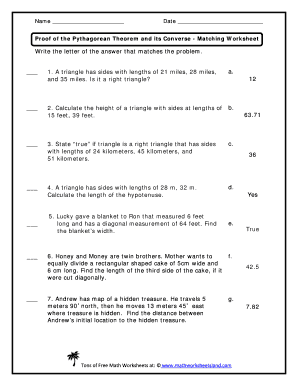 Unit Pythagorean Theorem Homework 1 Answer Key  Form