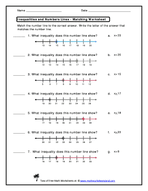 Inequalities on a Number Line Worksheet  Form
