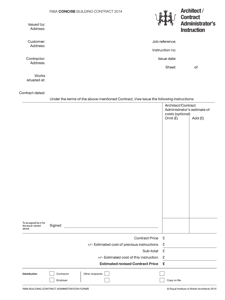 Architect Instruction  Form