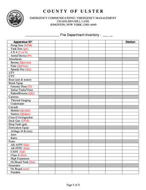 Fire Department Inventory Spreadsheet  Form