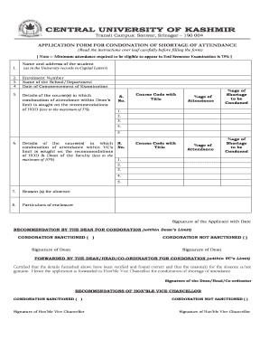 Application to Hod for Attendance  Form