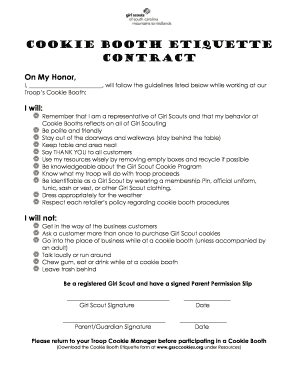 Cookie Booth Etiquette  Form