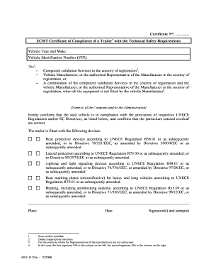 BCertificateb N ECMT BCertificateb of Compliance of a Bb Trafi  Form