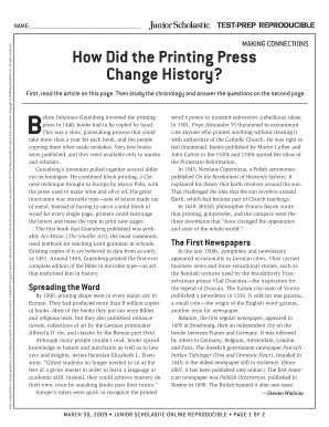 How Did the Printing Press Change History Worksheet Answer Key  Form