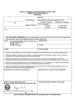 Montgomery County Clerk of Courts  Form