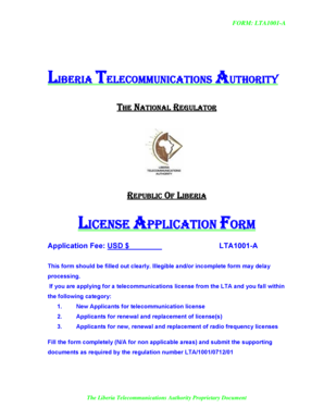 Application Form Liberia Telecommunications Authority Lta Gov