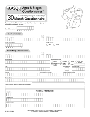 30 Month Asq Score Sheet  Form