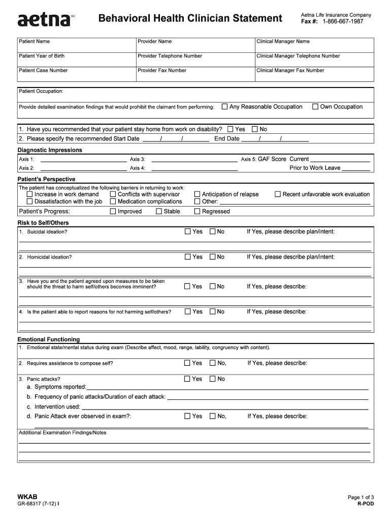  Behavioral Health Clinician Statement 2012-2024