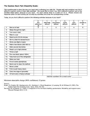 Quebec Back Pain Disability Scale PDF  Form