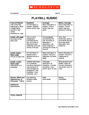 PLAYBILL RUBRIC Flushing High School  Form