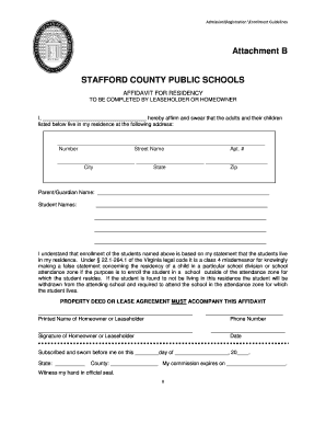 Notarized Affidavit Stafford County Public Schools  Form
