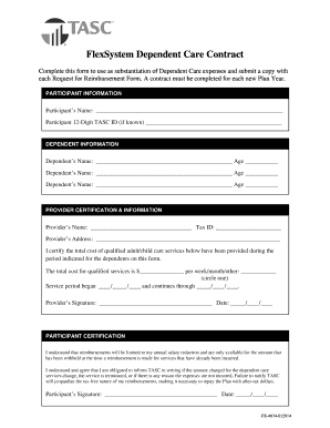 FX 4974 012914 FlexSystem Dependent Care Contract  Form