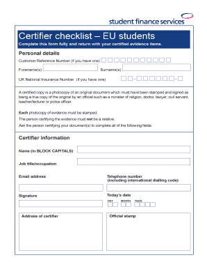 Checklist for Certifier  Form