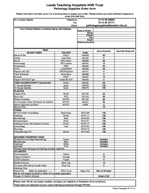 Leeds Pathology Supplies  Form