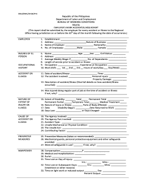 Employer&#039;s Work Accident Illness Report  Form