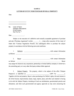 Letter of Intent Real Estate  Form