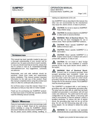 Sumpro Model 75 Troubleshooting  Form