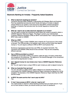 Csnsw Inmate Payment  Form