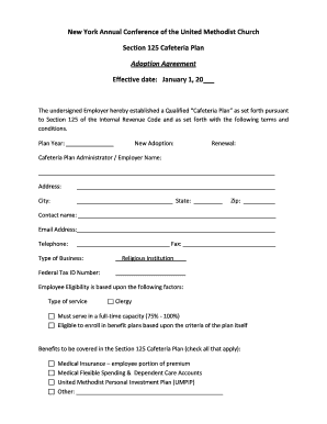 Section 125 Plan Document Template  Form