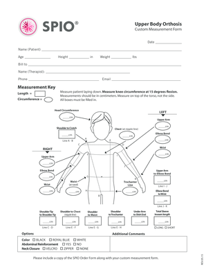 Spio Measurement Form