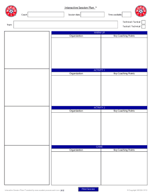 NSCAA Conference Interactive Session Plan Interactive Session Plan Created by Academy Soccer Coach Co Uk with Session Diagram Up  Form