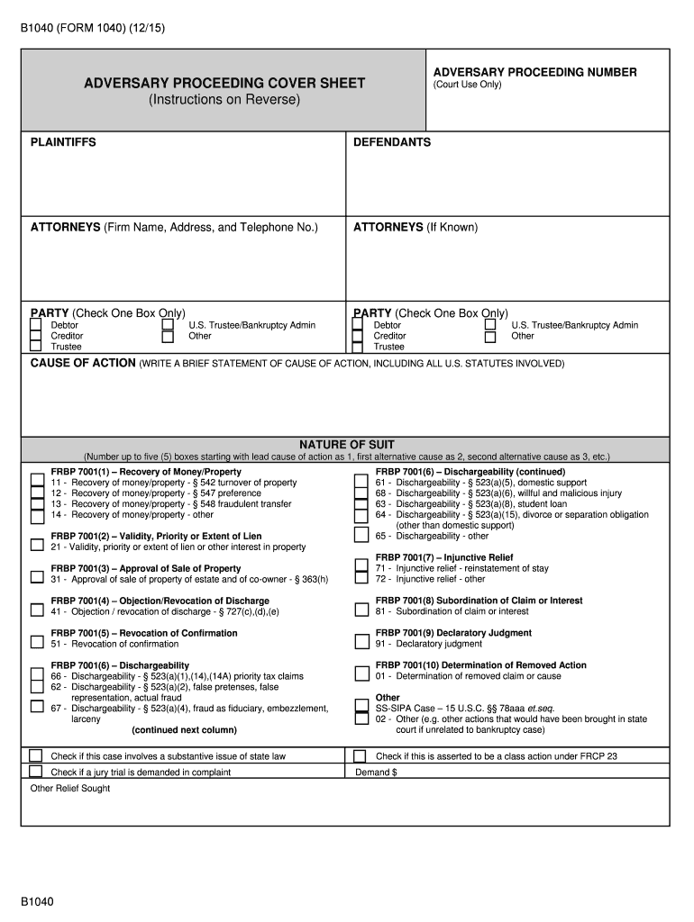  Form B1040 2015-2024