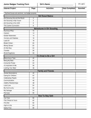 Junior Badge Tracker  Form