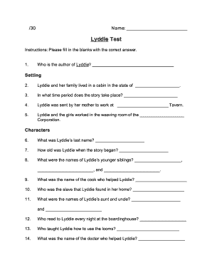 Lyddie Final Test  Form