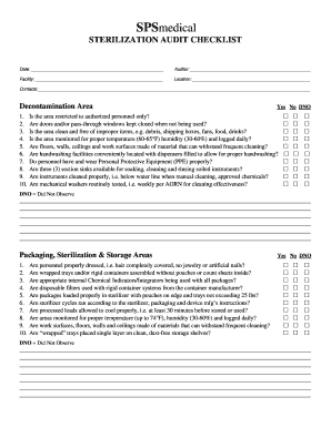 Sterilization Audit Checklist SPSmedical ASC Quality Collaboration  Form