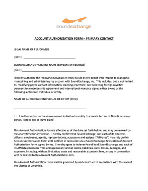 Soundexchange Authorization Form