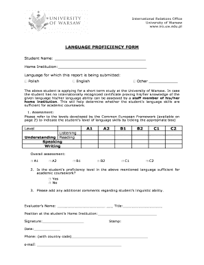 How to Fill Language Proficiency Form