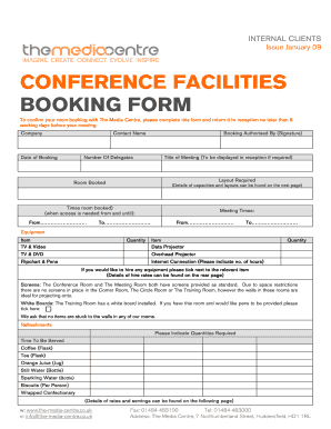 Conference Booking Sheet  Form