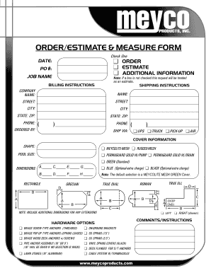 Meyco Pool Cover Measurement Form