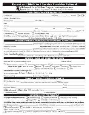 MECP Parent Provider Referral Form David Douglas School