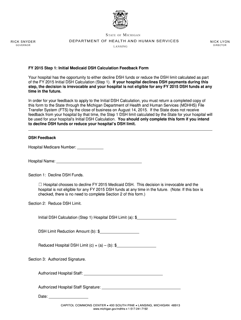  DSH Feedback Form Michigan Health Hospital Association Mha 2015-2024