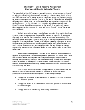 Chemistry Unit 3 Energy Reading Study Guide Answers  Form