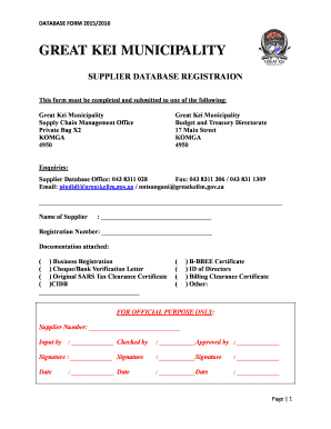 Great Kei Municipality Database Forms