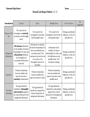 Lab Rubric Template  Form