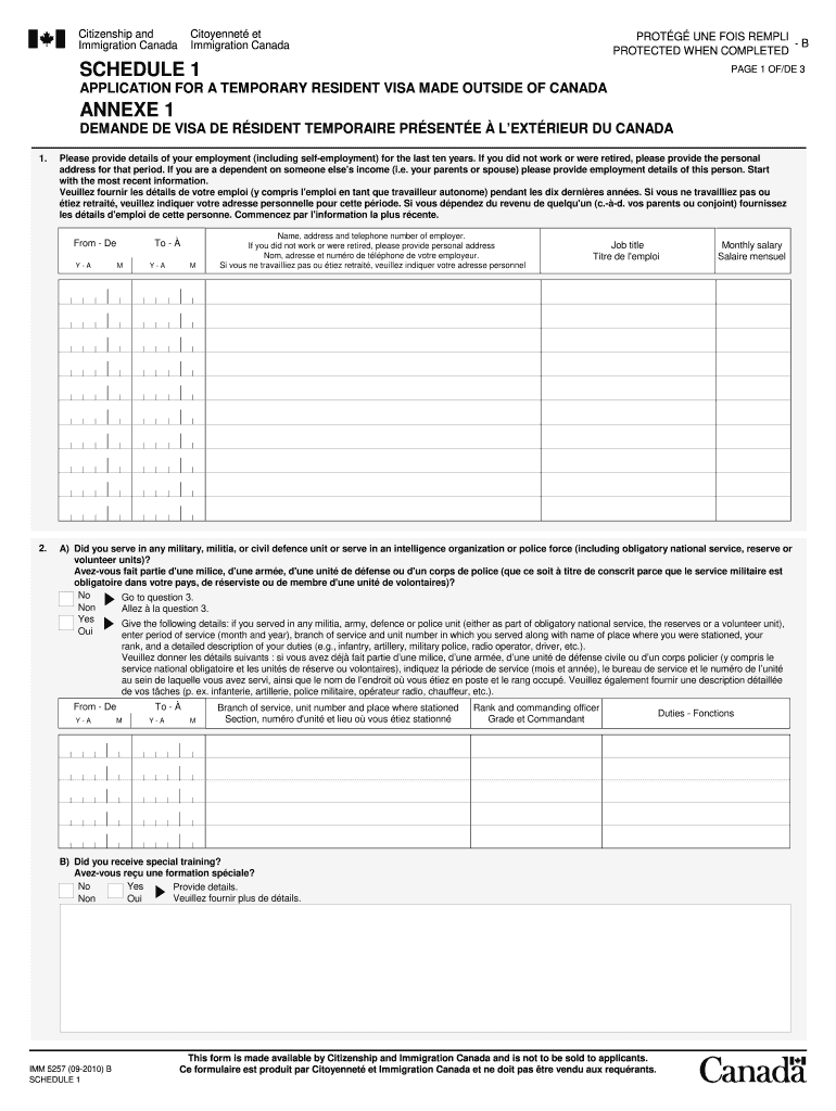 Imm 5257 Annexe 1 Francais PDF  Form