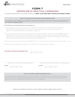 Practical Completion Certificate Template  Form