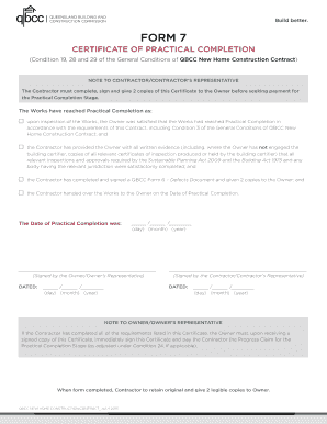 Practical Completion Certificate Template  Form
