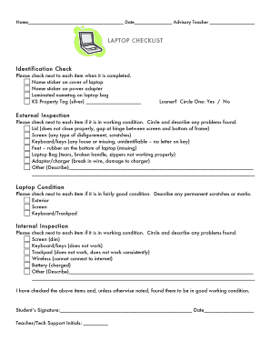  Laptop Checklist Template 2009-2024